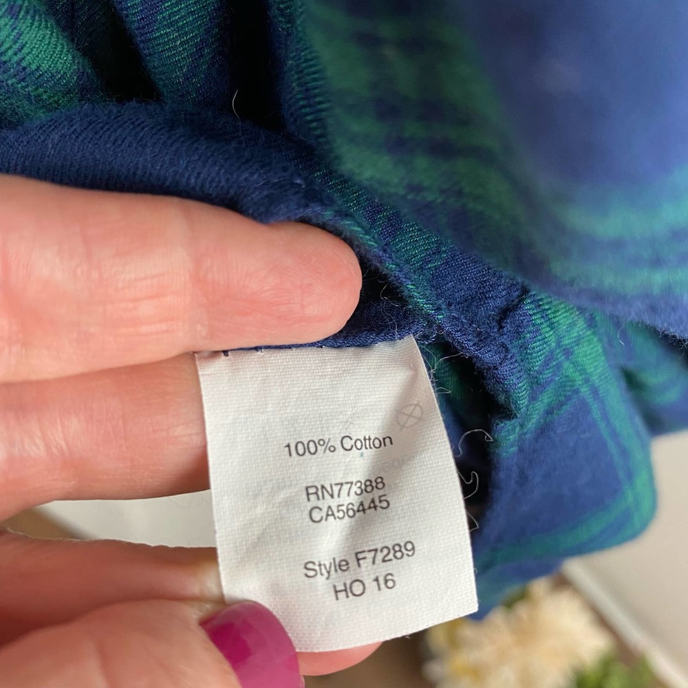 J Crew Women's Boyfit Blue Green Plaid Button Down Flannel Shirt Small - Picture 9 of 9